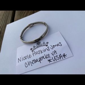 David yurman black diamond small bracelet silver